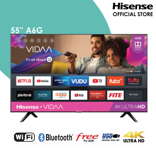 Hisense 55 Class 4K UHD LCD Android Smart TV HDR A6G Series 55A6G